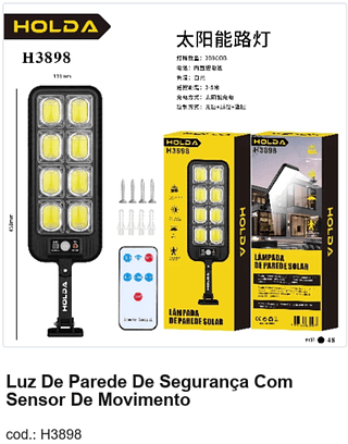 Luz De Parede De Segurança Com Sensor De Movimento R$ 34,2 PC/CX:48