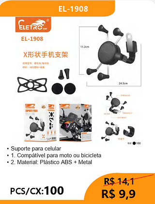 SUPORTE DE MOTO PCS/CX:100 R$9,9