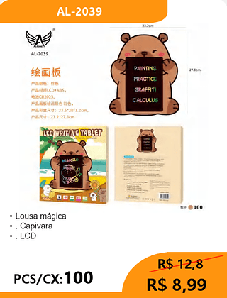 Lousa mágica PCS/CX:100 R$ 8,99