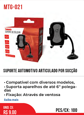 Suporte Automotivo Articulado Por Sucção 100pç=9$