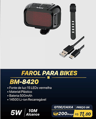 FAROL PARA BIKES 200PÇS R$11,80