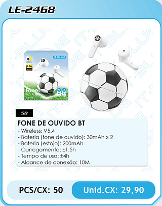 FONE DE OUVIDO BT PCS/CX: 50 Unid.CX: 29,90