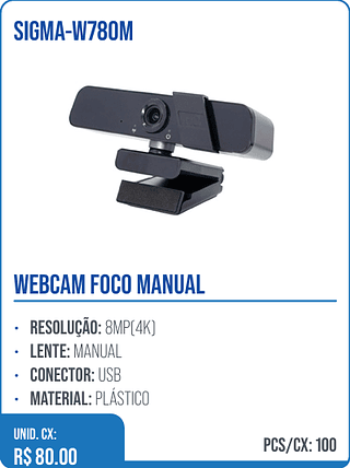 WEBCAM FOCO MANUAL UNID. CX: R$ 80.00 PCS/CX: 100