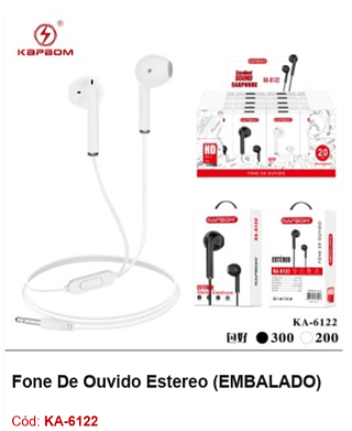 Fone De Ouvido Estereo R$2,79 PCS/CX:500