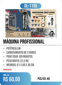máquina profissional PCS/CX: 40 UNID. CX: r$ 60,00