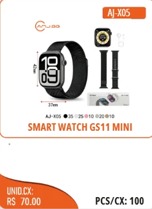SMART WATCH GS11 MINI UNID.CX:RS 70.00 PCS/CX:100