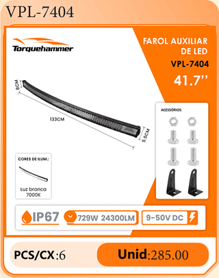 FAROL AUXILIAR DE LED 41.7" PCS/CX:6 Unid:285.00
