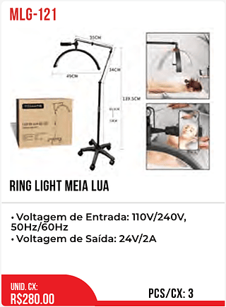Ring Light Meia Lua 3pç=280$