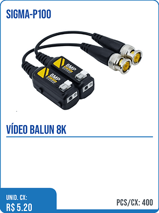 VÍDEO BALUN 8K UNID. CX: R$ 5.20 PCS/CX: 400