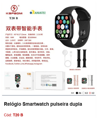 Relógio Smartwatch pulseira dupla R$40,5 PCS/CX:60