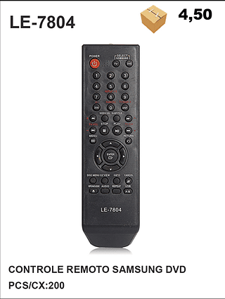 CONTROLE REMOTO SAMSUNG DVD 200PÇ=4,5$