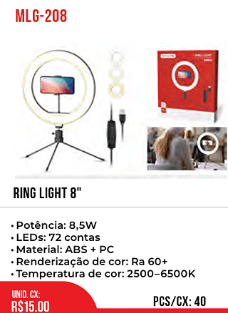RING LIGHT 8" 40pç=15$
