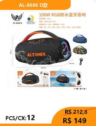 Caixa de som PCS/CX:12 R$149