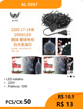 LED natalino PCS/CX:50 R$ 13