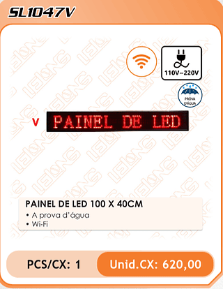 PAINEL DE LED 100 X 40CM 1PÇ=620$