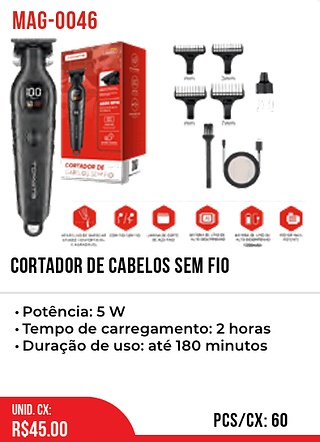 Cortador De Cabelos Sem Fio 60pç=45$
