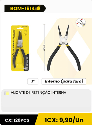 ALICATE DE RETENÇÃO INTERNA CX: 120PCS 1CX: 9,90/Un