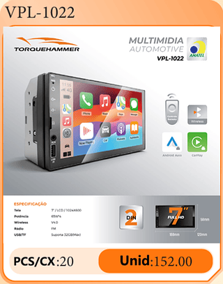 Multimidia Automotive PCS/CX:20 Unid:152.00