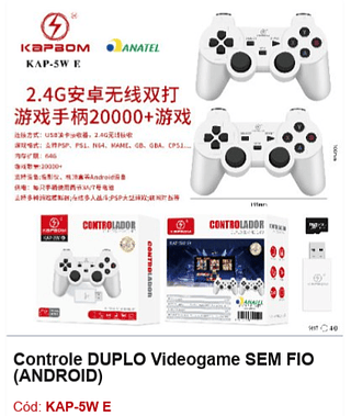Controle DUPLO Videogame SEM FIO (ANDROID) R$ 61,2 PCS/CX:40