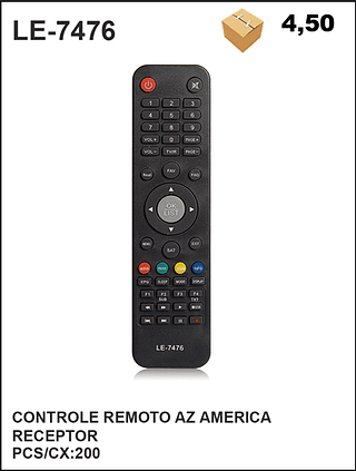 CONTROLE REMOTO AZ AMERICA RECEPTOR 200pç=4,5$