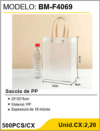 Sacola de PP 500PCS/CX Unid.CX:2,20