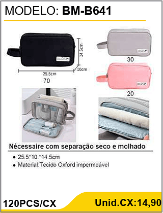 Nécessaire com separação seco e molhado 120PCS/CX Unid.CX:14,90