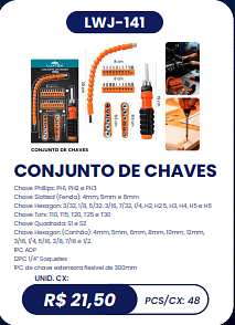 CONJUNTO DE CHAVES UNID. CX: R$ 21,50 PCS/CX: 48