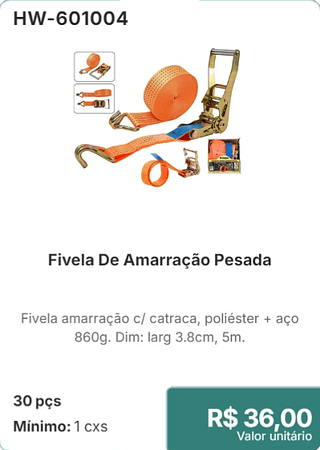 Fivela De Amarração Pesada 30 pçs R$ 36.00