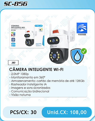 CÂMERA INTELIGENTE WI-FI PCS/CX: 30 Unid.CX: 108,00