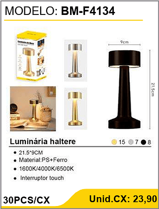 Luminária haltere 30PCS/CX Unid.CX: 23,90