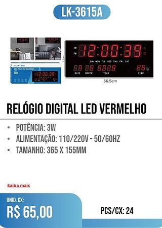 RELÓGIO digital led vermelho 24pç=65$