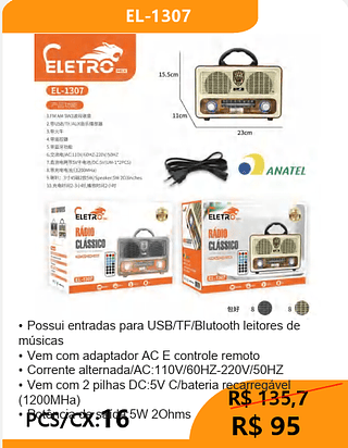 RÁDIO PCS/CX:16 R$95