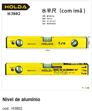 Nível de alumínio R$ 11,7 PC/CX:60