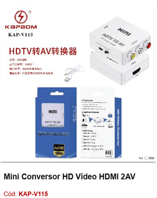 Mini Conversor HD Vídeo HDMI 2AV R$ 9 PCS/cx:300