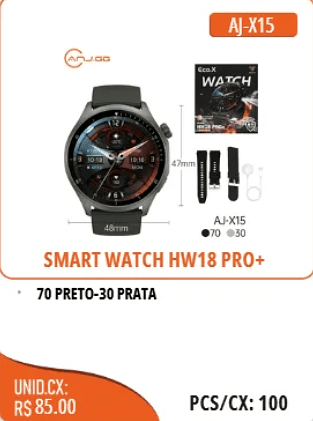 SMART WATCH HW18 PRO+ UNID.CX:RS 85.00 PCS/CX:100