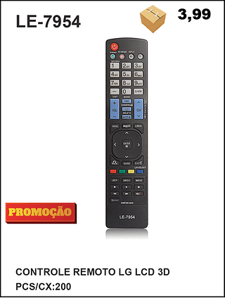 CONTROLE REMOTO LG LCD 3D 200PÇ=3,99$