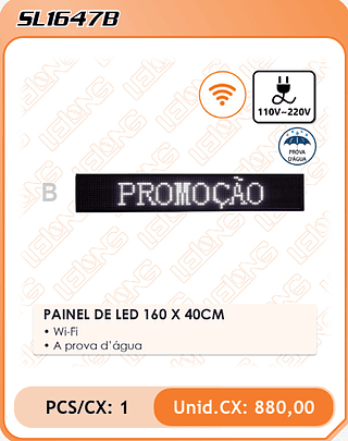 PAINEL DE LED 160 X 40CM 1PÇ=880$