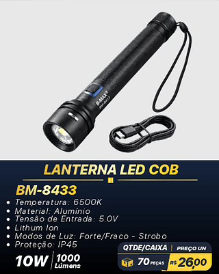 LANTERNA LED COB 70PÇS R$26,00