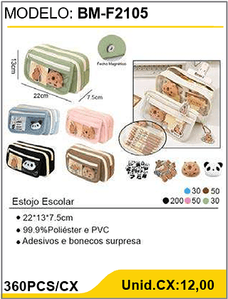 Estojo Escolar 360PCS/CX Unid.CX:12,00