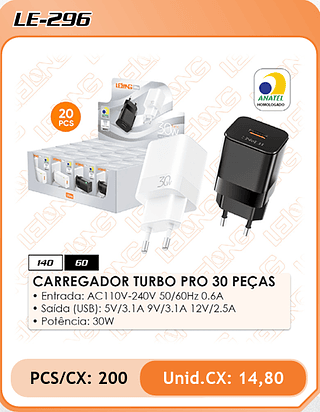 CARREGADOR TURBO PRO 200PÇ=14,8$