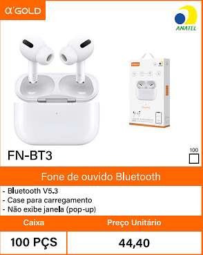 Fone de ouvido Bluetooth Caixa 100 PCS Preco Unitario 44,40