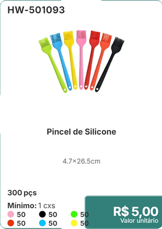 Pincel de Silicone 300 pçs R$ 5,00