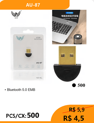 Bluetooth 5.0 PCS/CX:500 R$ 4,5