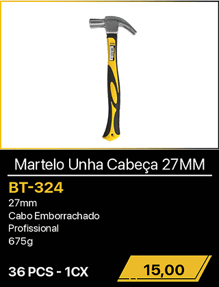 Martelo Unha Cabeça 27MM 36PCS R$15,00