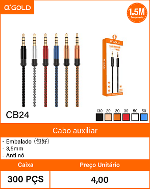 Cabo auxiliar Caixa 300 PCS Preco Unitario 4,00
