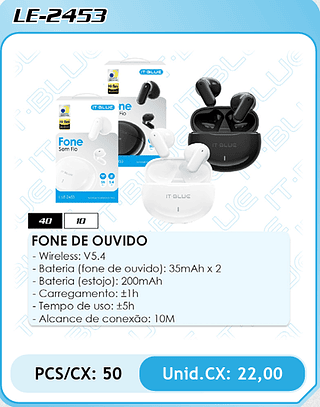 FONE DE OUVIDO PCS/CX: 50 Unid.CX: 22,00
