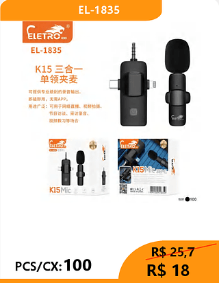 MICROFONE DE LAPELA PCS/CX: 100 R$18