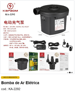 Bomba de Ar Elétrica R$ 25,2 PC/CX:60