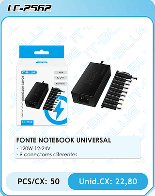 FONTE NOTEBOOK UNIVERSAL 50PÇ=22,8$