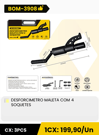 DESFORCIMETRO MALETA COM 4 SOQUETES CX: 3PCS 1CX: 199,90/Un